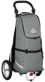 HOMCOM 3 în 1 Carucior de Cumpărături Carucior de Cumpărături Remorcă pentru Bicicletă, 53 x 43 x 110 cm, Gri+Argintiu | Aosom Romania
