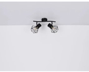 Aplica de perete / tavan cu 2 spoturi design industrial PRISKA negru