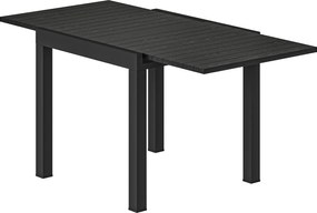 Outsunny Masă de Sufragerie Exterioară Extensibilă 80/160 cm pentru 4-6 Persoane din Aluminiu cu Blat cu Lamele Efect Lemn Negru | Aosom Romania