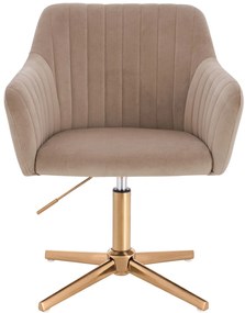 HR190CROSS Scaun Latte Pudra din Catifea cu Bază Aurie