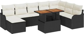 vidaXL Set de canapele pentru grădină cu pernă 9 pcs negru și crem