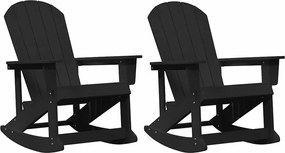 vidaXL Fotolii Adirondack Marmite 2 pcs Negru HDPE