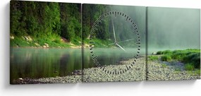 Tablou - Râu lângă pădure (cu ceas) (90x30 cm)