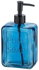 Dozator din sticlă pentru săpun Wenko Pure Soap, albastru