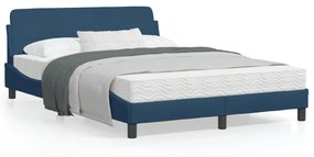 373171 vidaXL Cadru de pat cu tăblie, albastru, 140x190 cm, textil