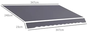 Outsunny Pânză de Schimb pentru Copertină Retractabilă Anti UV 30+, 3.47x2.4 m, Gri | Aosom Romania