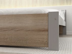 Pat de o persoana IKAROS 120 x 200 cm, stejar sonoma/gri Saltele: Cu saltele Deluxe 10 cm, Somiera pat: Cu lamele drepte