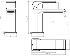 Novaservis - Baterie pentru lavoar NOBLESS SHARP, crom lucios