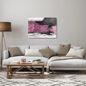 Tablou pe sticlă - Abstracție roz-roșu (70x50 cm)