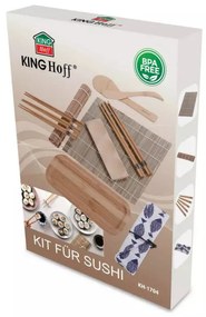 Set sushi Kinghoff KH 1704, 11 piese., bambus 100%, fara BPA, Maro