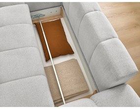 Colțar gri deschis extensibil/cu spațiu de depozitare cu tapițerie din chenille (cu colț pe partea stângă/cu șezlong) Everest – Bobochic Paris