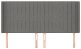 Tablie de pat cu aripioare gri inchis 163x16x118 128 cm textil 1, Morke gra, 163 x 16 x 118 128 cm