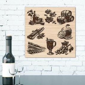 DUBLEZ | Tablou din lemn pentru perete - Vin fiert