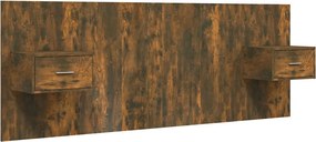 vidaXL Tăblie de pat cu dulapuri, stejar fumuriu, lemn prelucrat
