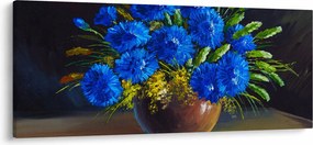 Tablou - Flori albastre în vază (120x50 cm)