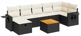 3325822 vidaXL Set mobilier de grădină cu perne, 8 piese, negru, poliratan