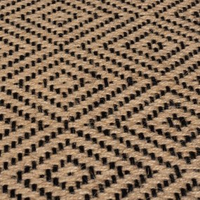 Covor tip traversă pentru scări negru/în culoare naturală din iută 60x600 cm Diamond – Flair Rugs