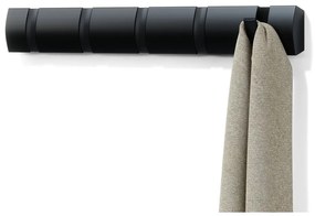 Cuier de perete negru din lemn masiv de plop Flip – Umbra