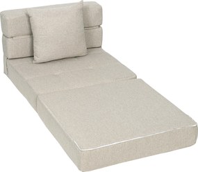 HOMCOM Fotoliu-canapea extensibil 1 loc cu 1 pernă detașabilă, material bej | Aosom Romania