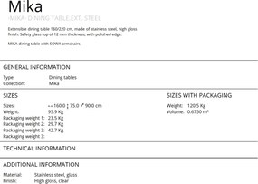 Masa dining extensibila design ultra-modern Mika 160/220cm