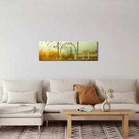 Tablou peisajului pictat cu sediul (cu ceas) (90x30 cm)