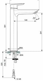 Baterie lavoar Ideal Standard Tesi , 3/8'', marimea XL, monocomanda, crom - A6575AA