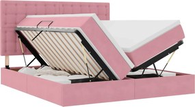 vidaXL Pat cu storage cu saltea cu headboard Roz 180 x 200 cm Catifea