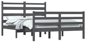 Cadru de pat, 160x200 cm, lemn masiv de pin, gri Gri, 160 x 200 cm