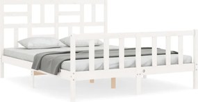 vidaXL Cadru de pat fără saltea, alb, 160x200 cm, lemn masiv pin