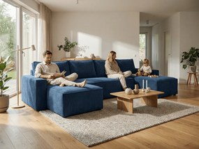 Coltar in forma de U SMART COSARO 295x140 cm, albastru inchis