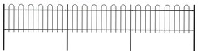 Gard de gradina cu varf curbat, negru, 5,1 x 0,8 m, otel 1, 0.8 m, 5.1 m