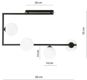 Lustră pe tijă SOMA 4xE14/10W/230V negru/alb