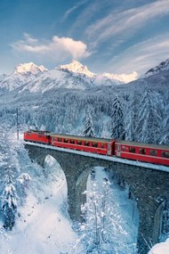 Ilustrație Bernina Express train in the snowy, Roberto Moiola / Sysaworld