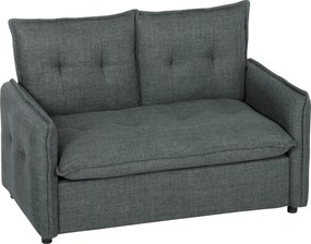 HOMCOM Canapea 2 locuri, canapea de living modernă 131 cm cu șezut căptușit, perne cu arcuri, țesătură tip in, gri închis | Aosom Romania