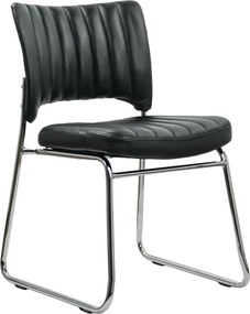 Scaun vizitator negru HRC 613 din piele ecologică și cadru cromat