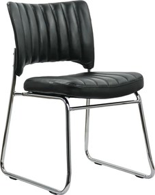 Scaun vizitator negru HRC 613 din piele sintetică și cadru cromat