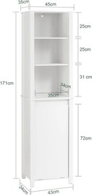 MARGA1 - Dulap 43 cm, dulapior inalt alb, cos de rufe - Mobilier Baie Marga