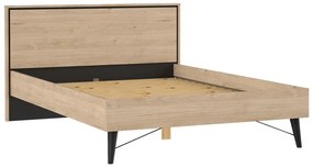 Pat matrimonial în culoare naturală cu aspect de lemn de stejar cu somieră 140x200 cm Ry – Tvilum