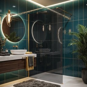 Paravan de dus Rea Flexi Grey / Brush Gold 110