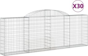 vidaXL Coșuri gabion arcuite 30 buc, 300x30x100/120 cm fier galvanizat