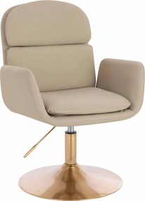 HR480N Scaun Crem Piele Ecologica Premium Soft cu Bază Aurie