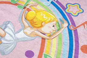 BAMBINO 41870 covor lavabil Balerina, curcubeu pentru copii anti-alunecare - roz
