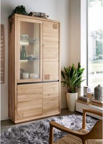 Vitrină lemn masiv Urban Loft II, 103 × 40 × 205 cm - stanga