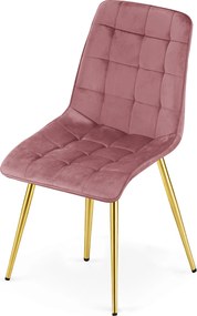 Scaun de masa SPLIT VELVET cu picioare aurii, roz inchis