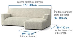 Huse bielastice COSTINA smântânii canapea cu otoman dreapta (l. 170 - 300 cm)