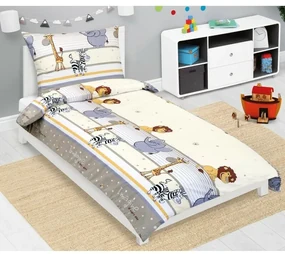 Lenjerie de pat din bumbac pentru copii Bellatex Junior Safari bej, 140 x 200, 70 x 90 cm