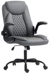 HOMCOM Fotoliu de birou, fotoliu birou ergonomic cu suporturi pentru brațe rabatabile, înălțime reglabilă, funcție de balansare, gri | Aosom Romania