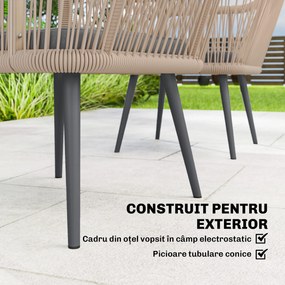 Outsunny Set 2 Scaune de Grădină din Ratan PE cu Perne Moi Lavabile și Brațe, Scaune pentru Dining Exterior din Oțel, pentru Terasă, Balcon, Grădină, Exterior, 54x65x80cm, Gri Închis | Aosom Romania