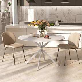 HOMCOM Masă rotundă de dining, stil industrial, cu picioare în cruce din oțel, Ø120x75 cm, albă | Aosom Romania