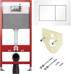 Set rezervor incastrat TECEbase cu sistem de fixare si clapeta TECEnow alb lucios